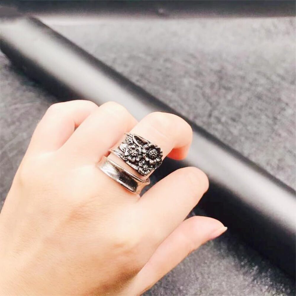 3695 925 Sterling Silver Garden Spoon Ring Jewelry Sunflower Three Flower